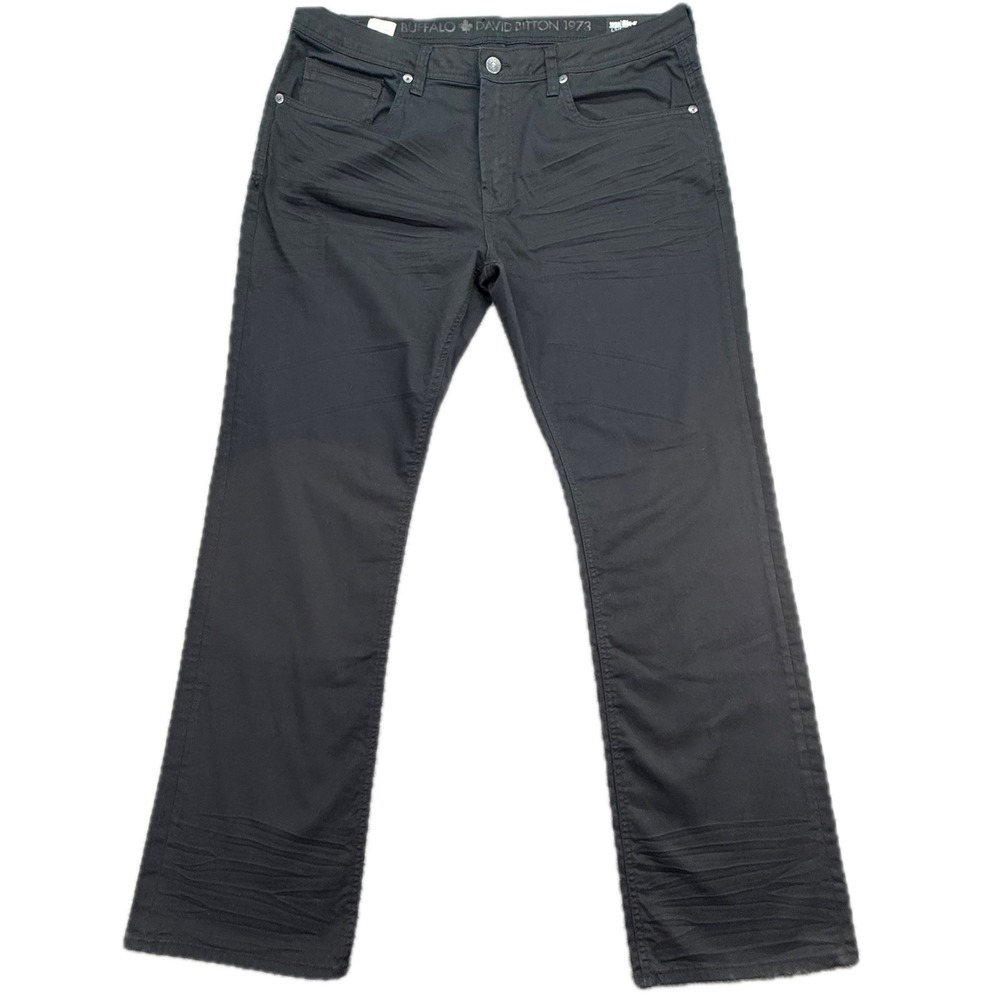 Buffalo David Bitton Six-X Mens Black Straight Stretch‎ Pants W38 L34 3713